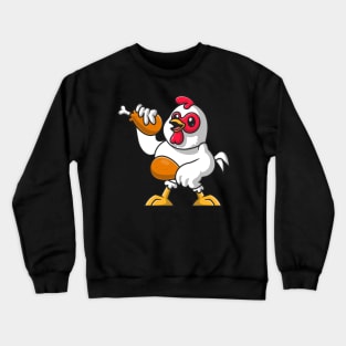 Cute chicken Chef Holding Fried Chicken Cartoon Crewneck Sweatshirt